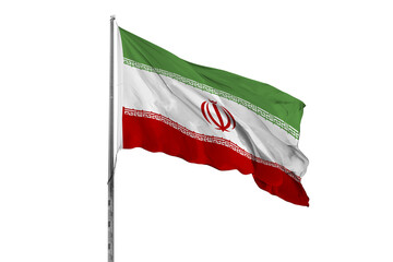 Waving Iran flag ensign white background
