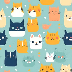 Obraz na płótnie Canvas Art background image, animal pattern, cute cat, beautiful pattern background, fabric pattern, Generative AI