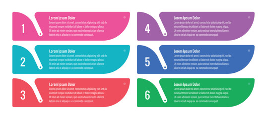 horizontal stick information template. annual report, internet, infographic template. six steps information template