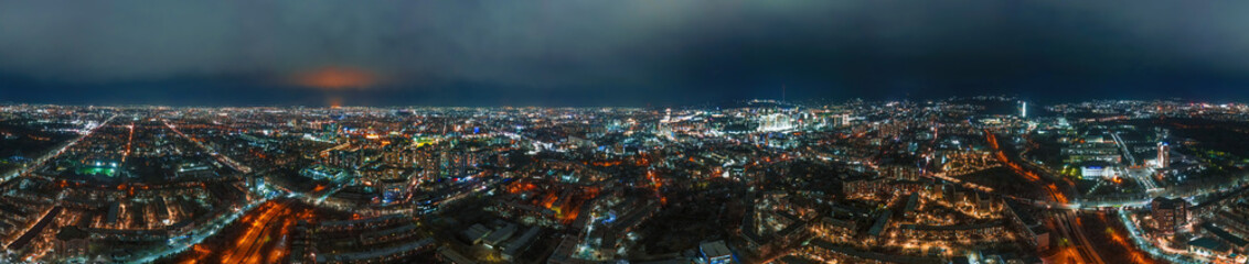 panorama of the night city of Almaty