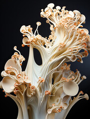 3D Rendered Coral-Like Structure in White and Orange