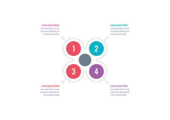 infographic template for science, business, education world. four options infographic template. magazine, web, internet, annual report information template. flower infographic template