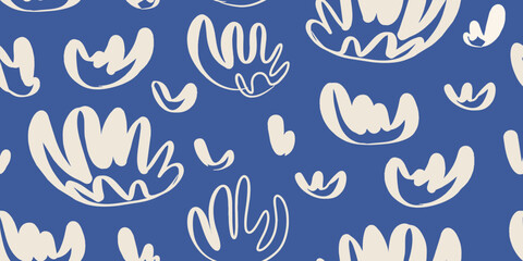 Hand drawn simple abstract colorful flowers print. Trendy collage pattern. Fashionable template for design.