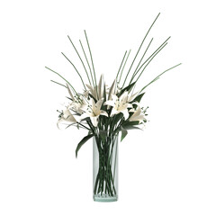 3d illustration of flower vase decoration isolated on transparent background