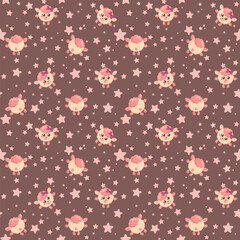 Funny kawaii lamb seamless pattern background. Colored decorative endless flat vector backdrop animal tracery for fabric, cloth, print, backsplash, textile or wrapping paper