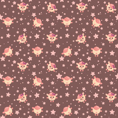 Funny kawaii lamb seamless pattern background. Colored decorative endless flat vector backdrop animal tracery for fabric, cloth, print, backsplash, textile or wrapping paper