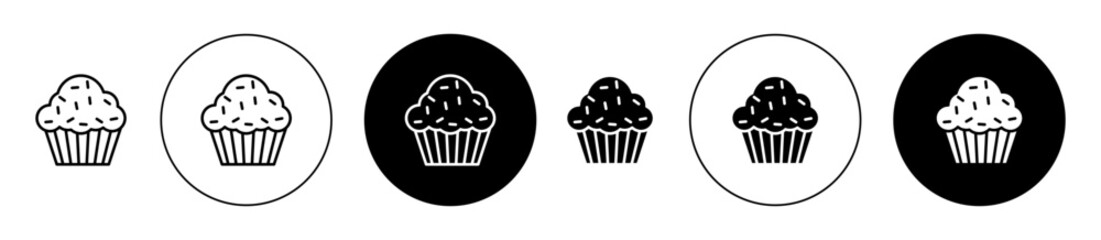Muffin icon set in black filled and outlined style. suitable for UI designs