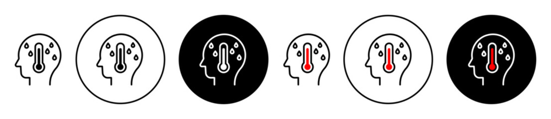 Fever icon set in black filled and outlined style. suitable for UI designs - obrazy, fototapety, plakaty