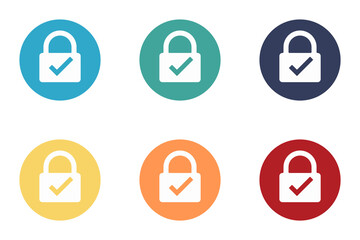 Fototapeta premium Lock icon with check mark. Set of illustrations