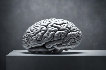 3d rendering Human brain floating on a gray background.