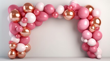Balloon garland Frame arch decoration elements, Concept: Birthday decoration, 16:9