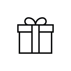 Gift box outline icon isolated on white background. Vector illustration