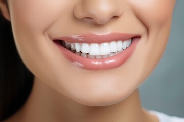 Fototapeta premium A smiling woman's face up close created with Generative AI technology