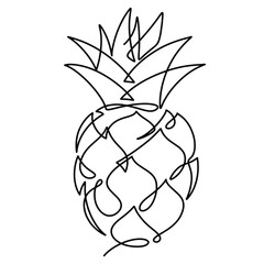 Vector continuous one line pineapple illustration