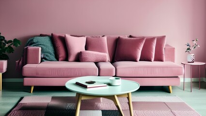 living room sofa with pillows