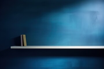 Bücherregal als Mockup für Produkte. Freie Präsentationsfläche für Text, Bücher und Gegenstände. Der Hintergrund ist eine graue Wand.