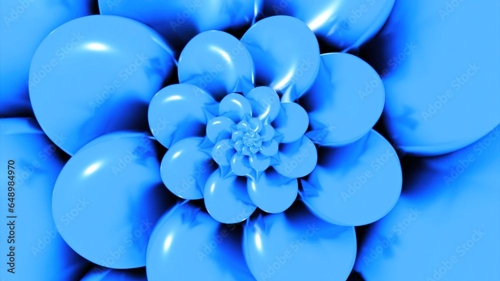 Poster abstract rotating 3d flower. design. bright color pattern of rotating flower. large flower with roun