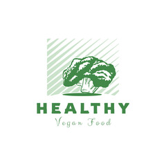 Vector healthy food vegetable cauliflower vintage logo design template