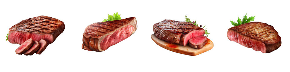 Obraz premium Steak clipart collection, vector, icons isolated on transparent background