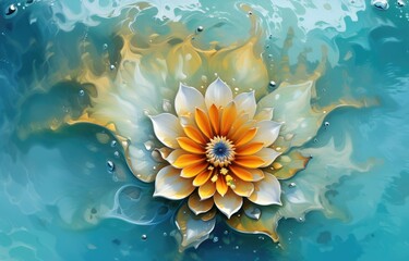 Fototapeta na wymiar Colorful Swimming Flowers