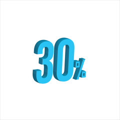 30 Percent Sky blue   3d illustration sign on white background have work path. Special Offer Percent Discount Tag. Advertising signs. Product design. Product sales.
