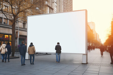 Blank Billboard mockup in Urban Setting with people