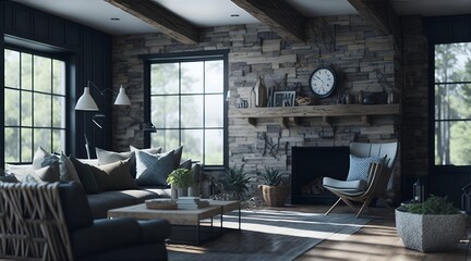 living room with fireplace