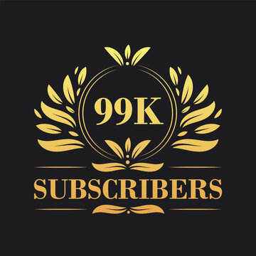 99K Subscribers celebration design. Luxurious 99K Subscribers logo for social media subscribers