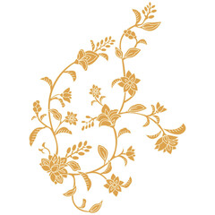 Fototapeta na wymiar A gold flower design on a white background