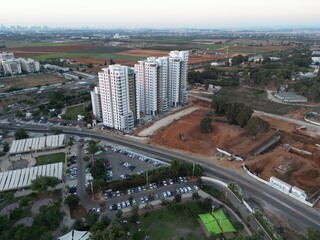 Rishon Le Zion, Israel - 17,09,2023 : aerial shot of Rishon Le zion sky line