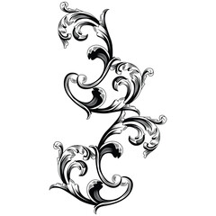 Elegant sleek mughal inspired abstract swirls, line art