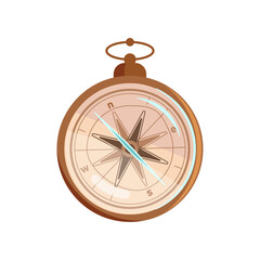 Isolated brown compass symbol flat style and with the image of the directions compass on white background flat vector illustration.