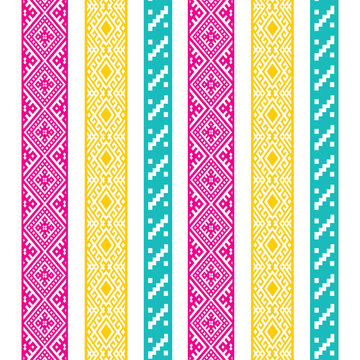 A vibrant striped pattern border with a variety of colors