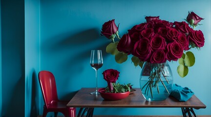 red rose in a vase