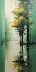 Enchanted Forest Lake: A Digital Painting’s Dreamy Serenity
