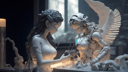 statue of angel with wings