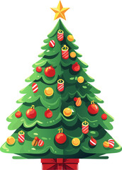Collection of Christmas trees, modern flat design. Can be used for printed materials - leaflets, posters, business cards or for web