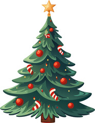 Collection of Christmas trees in modern flat design, like leaflets, posters, business cards or web use, ideal for holiday, festive and seasonal projects. AI generated illustration.