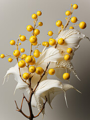 Ethereal Blooms: A Bouquet of White Flowers and Orange Berries