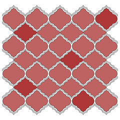 A red and white mosaic pattern on a white background