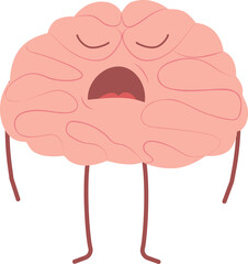 Vector character in flat style.
The brain is sad, disappointed. Organ of the central nervous system vector illustration.