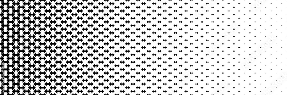 Aufkleber horizontal black halftone of arrow design for pattern and background.