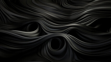 Schöner abstrakter futuristischer Hintergrund in welligen schwarz Farben für Webdesign und Drucksachen als Vorlage Querformat, ai generativ
