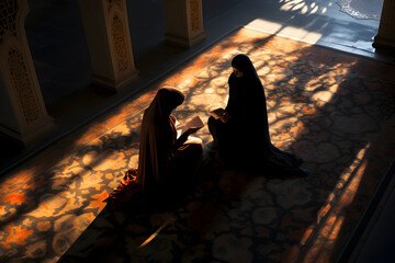 Obraz na płótnie Canvas Two Women in a mosque