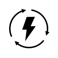 renewable energy, energy cycle, charging - vector icon