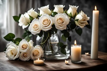 candles and roses 4k HD quality photo. 