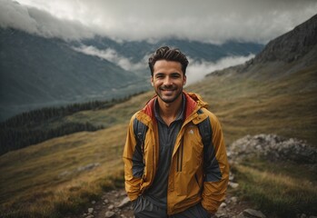 Naklejka premium portrait of smiling western man, businessman background concept