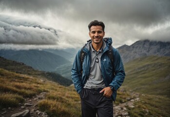 portrait of smiling western man, businessman background concept