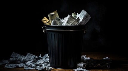 Image of an office trash can. - obrazy, fototapety, plakaty