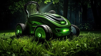 Image of an automatic robotic lawnmower.